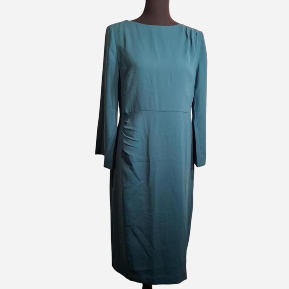 j.jill Dresses & Skirts - Womens J Jill teal midi dress with 3/4 sleeves sleeve has a slight bell
